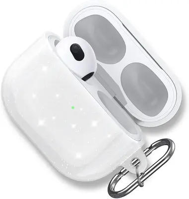 Силиконовый чехол с карабином для Apple AirPods 3 прозрачный