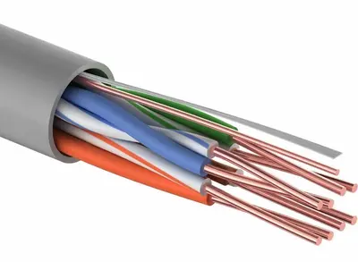 Кабель витая пара омедненный U/UTP, CCA, CAT 5e, PVC, 4PR 24AWG, INDOOR, SOLID, серый, 305м PROconnect