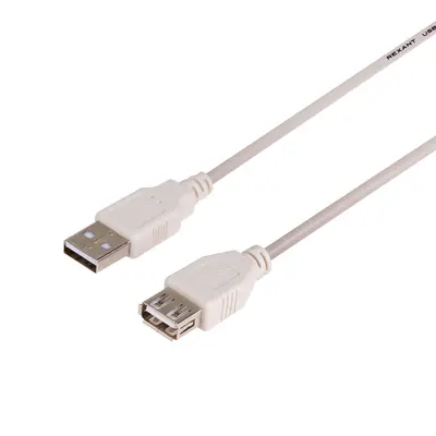 Кабель USB (шт. USB A - гн. USB A) 5 метров, серый REXANT