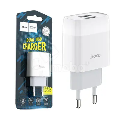Сетевое зарядное устройство USB Hoco C73A (12W, 2 порта) Белый