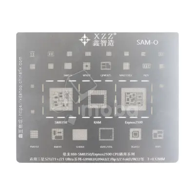 BGA трафарет XZZ Snapdragon 888/Exynos 2100 для Samsung Galaxy S21/S21+/S21 Ultra/Z Flip 3/Z Fold 3 (G991B/G996B/G998B/F711B/F926B)