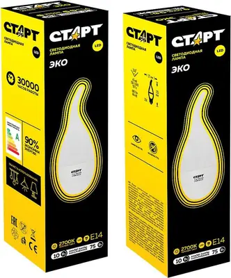Светодиодная лампа СТАРТ (17267) LEDFlameE14 10W 30 WS черный