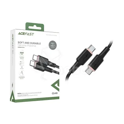 Кабель Type-C - Type-C Acefast C2-03 (3A, 60W, PD, силикон, 1.2 м) Черный