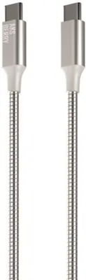 Дата-кабель USB C - USB C AKSBERRY (6900288580017) X161 Spring USB C - USB C, support 20V/5A, 100W, 1м в металлической оплетке, серебристый
