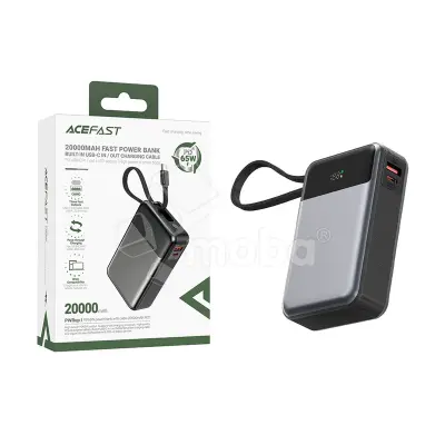 Внешний Аккумулятор (Power Bank) Acefast M21 20000 mAh (65W, QC3.0, PD, AVS, USB, Type-C, LED дисплей) Черный