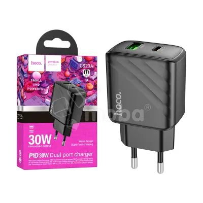 Сетевое зарядное устройство USB/Type-C Hoco CS23A (30W, QC3.0, PD, 2 порта) Черный