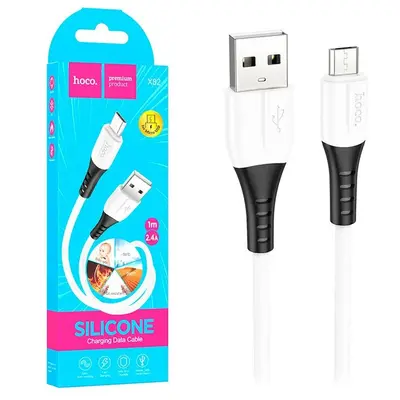 USB кабель Hoco X82 micro 1m 2.4A белый silicone