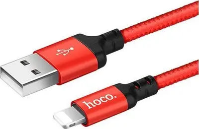 Дата-кабель HOCO (6957531062899) X14 USB (m) - 8 Pin (m) 2.0m - красный/черный