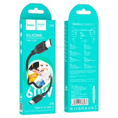 USB кабель Hoco X90 60W Type-C/Type-C 1m 3.0A черный silicone
