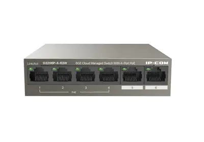 G2206P-4-63W Управляемый L2 PoE коммутатор IP-COM c 4 портами PoЕ 10/100/1000 Мбит/с, 2 Uplink 10/100/1000 Мбит/с