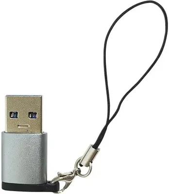 Переходник ATOM (31053) USB Type-C 3.1 - USB А 2.0, OTG, (гн/шт), серебряный