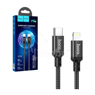 Кабель Type-C - Lightning Hoco X14 (3A, PD, оплетка нейлон, 2 м) Черный