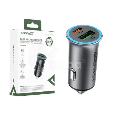 Автомобильное зарядное устройство USB/Type-C Acefast B16 (95W, QC3.0, PD, 1Type-C, 1USB) Серый