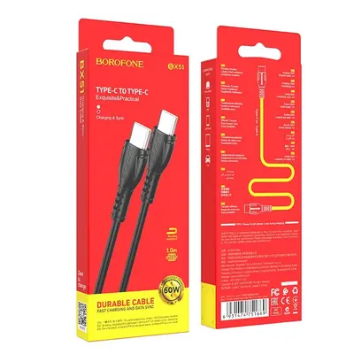 USB кабель Borofone BX51 Type-C-Type-C 60w 1m черный