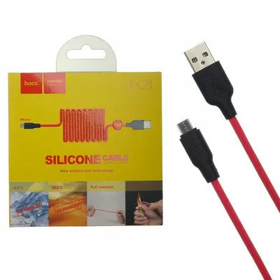 USB кабель Hoco X21 micro 1m красный silicone