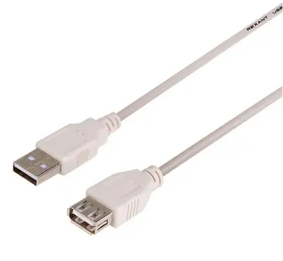 Кабель USB (шт. USB A - гн. USB A) 1.8 метра, серый REXANT