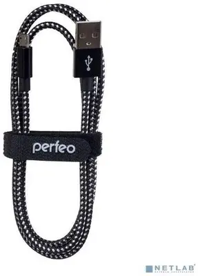 Кабель PERFEO (U4802) USB A вилка - Micro USB вилка, черно-белый, 3 м