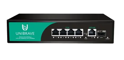 UB-SW-4G1G1SFP-65 Base Гигабитный неуправляемый коммутатор Unibrave с 4 PoE-портами 1000 Мбит/с, 1 Uplink 1000 Мбит/с, 1 SFP