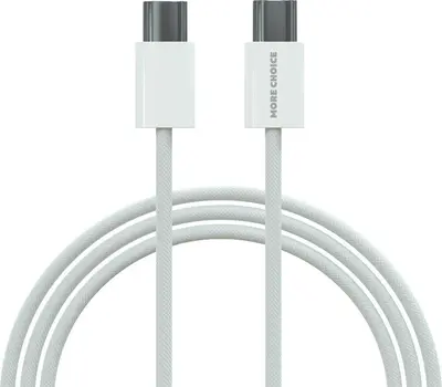 Кабель MORE CHOICE (4620202550378) K75a USB 3.0A PD 60W для Type-C нейлон 2м White