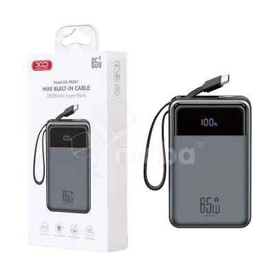 Внешний Аккумулятор (Power Bank) XO PR267 20000 mAh (65W, QC3.0, PD, 2Type-C, LED дисплей) Серый