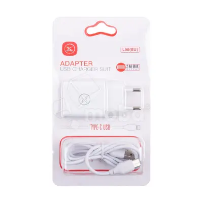 Сетевое зарядное устройство USB XO L99 (12W, кабель Type-C) Белый