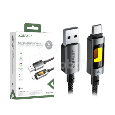 Кабель USB - Type-C Acefast C21-04 (3A, оплетка нейлон, 1.2 м) Черный
