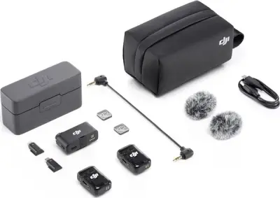 Комплект беспроводного микрофона DJI Mic 2 с зарядным футляром (2 TX + 1 RX + Charging Case) черный (EAC)