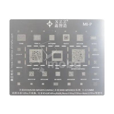 BGA трафарет XZZ Dimensity 8100/8200 для Xiaomi Redmi Note 11 Pro/11 Pro+/12T Pro