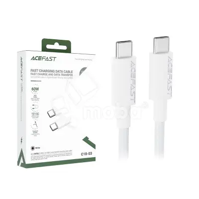 Кабель Type-C - Type-C Acefast C18-03 (3A, 60W, PD, оплетка нейлон, 1.2 м) Белый