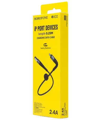 USB кабель Borofone BX32 Lightning 2.4A 0.25m черный
