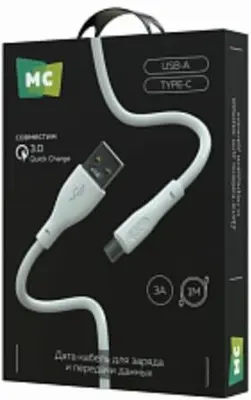 Кабель MORE CHOICE (4620202553003) K60a USB 3.0A для Type-C - 1 м , белый