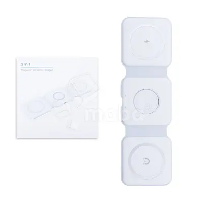 Беспроводное зарядное устройство 3 в 1 (для смартфона + гарнитуры + iWatch, MagSafe) Белый
