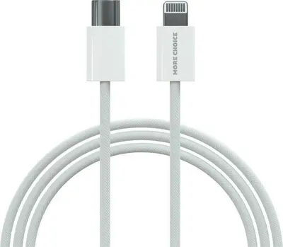 Кабель MORE CHOICE (4620202550408) K73i USB 3.0A PD 20W для Lighting 8-pin Type-C - нейлон 1м White