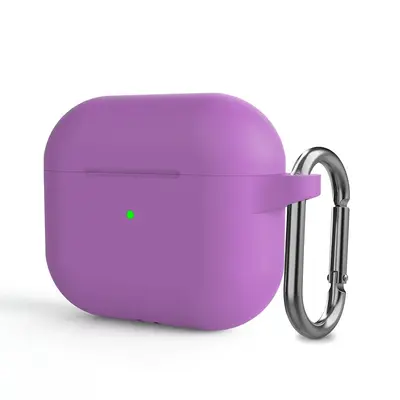 Силиконовый чехол с карабином для Apple AirPods 3 сиреневый