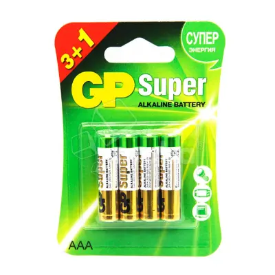 Батарейка AAA LR03 GP Super Alkaline 1.5V (4 шт. в блистере)
