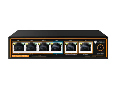 Коммутатор Optimus U1EE-4F1b/2F с питанием от HiPoE до 60Вт