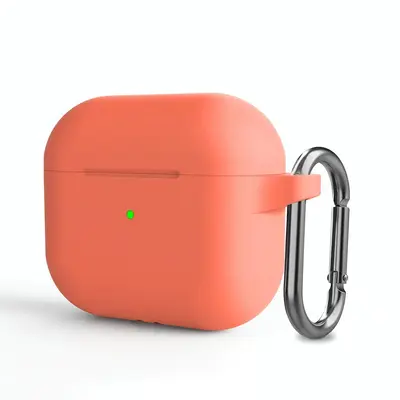 Силиконовый чехол с карабином для Apple AirPods 3 персиковый