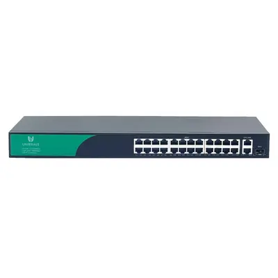 UB-SW-24F2G1SFP-300 Base Неуправляемый коммутатор Unibrave с поддержкой PoE на 24 порта, 2 Uplink 1000 Мбит/c и 1 SFP (300 Вт)