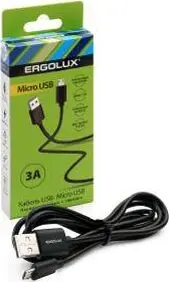 Кабель ERGOLUX (15093) ELX-CDC01-C02 USB-Micro USB 3А 1,2м Черный