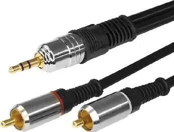 Кабель RCA REXANT (17-4225) ШНУР СТЕРЕО 3,5 ММ - 2 RCA, ДЛИНА 5 МЕТРОВ (GOLD-МЕТАЛЛ)
