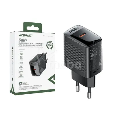 Сетевое зарядное устройство Type-C Acefast A102 (30W, PD, GaN) Черный