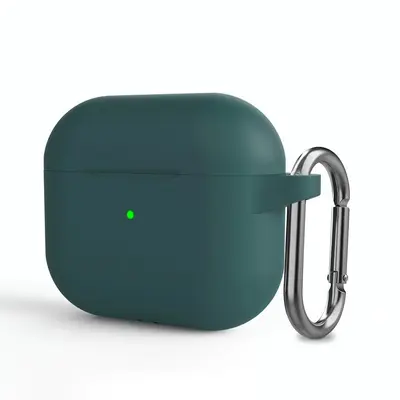 Силиконовый чехол с карабином для Apple AirPods 3 серо-зеленый