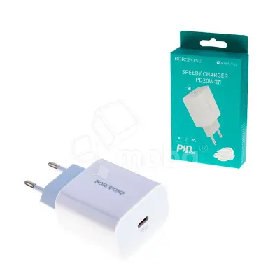 Сетевое зарядное устройство Type-C Borofone BA38A Plus (20W, PD) Белый