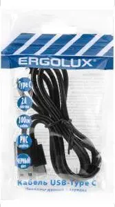 Кабель ERGOLUX (15089) ELX-CDC02P-C02 USB-Type C 1м черный