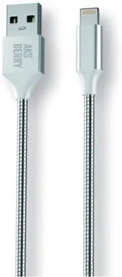 AKSBERRY (6900288560019) X161 Spring Lightning 2.4A., 1м в металлической оплетке, серебристый