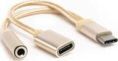Переходник АТОМ (31041) USB Type-C-3,5 Jack/USB Type-C , золотой