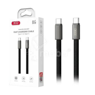 Кабель Type-C - Type-C XO NB-Q307 (60W, PD, оплетка нейлон, сверхтонкий) Черный