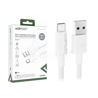 Кабель USB - Type-C Acefast C18-04 (3A, оплетка нейлон, 1.2 м) Белый