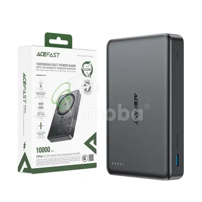 Внешний Аккумулятор (Power Bank) Acefast M36 10000 mAh (22.5W, PD, MagSafe 15W, Type-C, кабель Type-C, LED дисплей) Серый