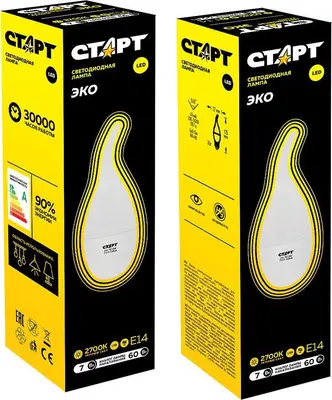 Светодиодная лампа СТАРТ (17270) LEDFlameE14 7W 30 WS 10/101 черный